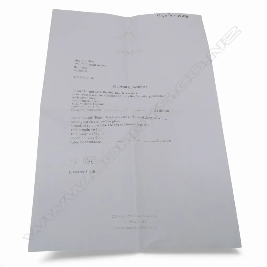 VENETIAN CHOKER LENGTH GLASS & CREATED PEARL BEADED 'BUNCH' NECKLACE, GOLD PLATED CLASP, L.460mm, valuation Image 1++