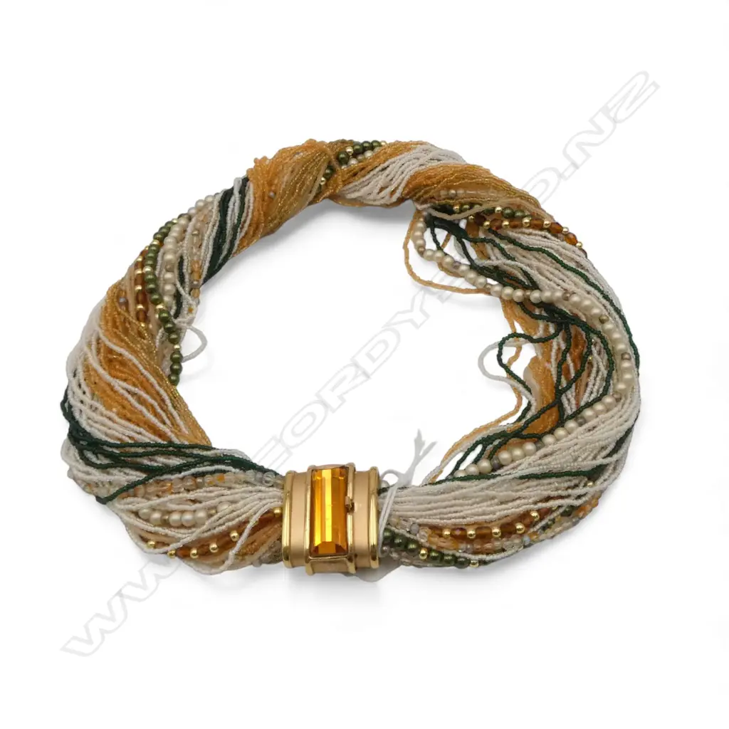 VENETIAN CHOKER LENGTH GLASS & CREATED PEARL BEADED 'BUNCH' NECKLACE, GOLD PLATED CLASP, L.460mm, valuation Image 1++