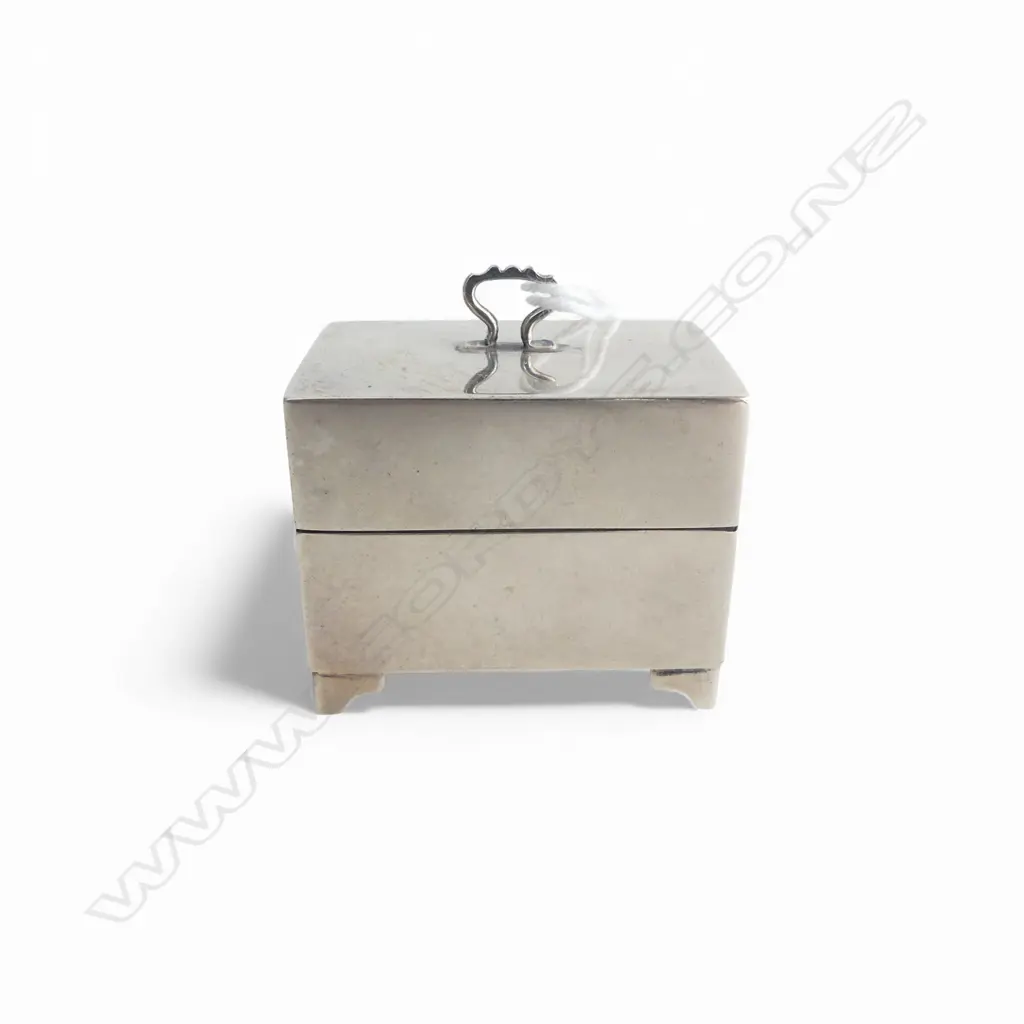 4 PCE STG SILVER MINIATURE TEA SET; PR CADDIES, MIXING BOWL, CHEST W.40mm, LONDON 1952 44gms Image 1++