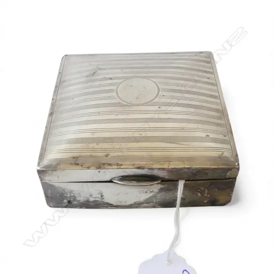 SILVER Birmingham 1949 silver cigarette box mahogany lined