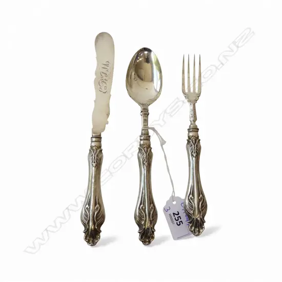 3 PCES STG SILVER CUTLERY, B'HAM 1853 101gms