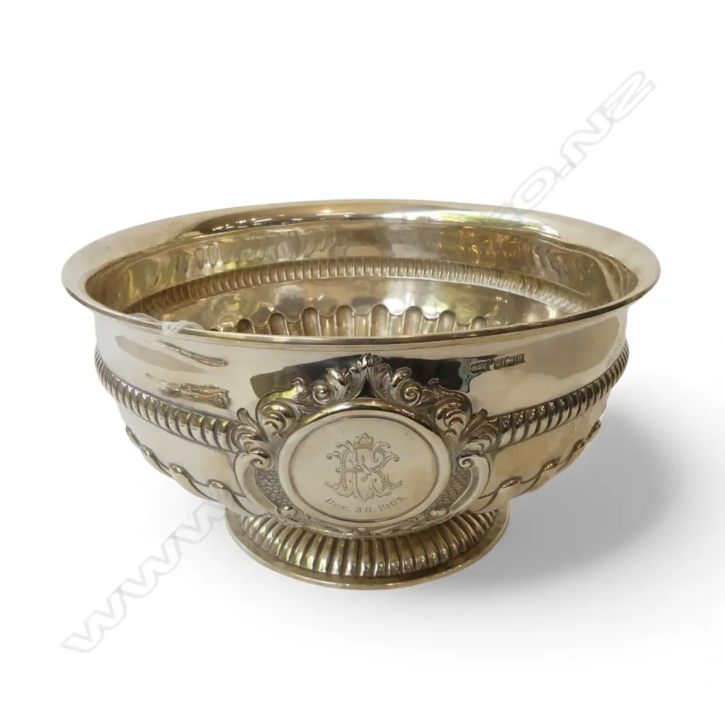 LG STG SILVER BOWL MAPPIN & WEBB SHEFFIELD 1905 H.135mm, 260mm dia 856gms Image 1++