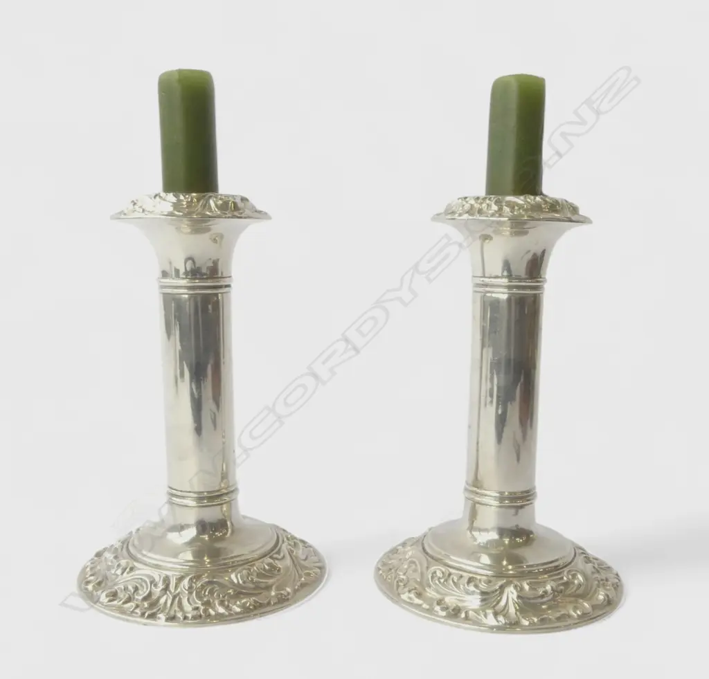 PR STG SILVER CANDLESTICKS, BIRMINGHAM 1905, H.150mm weighted base Image 1++