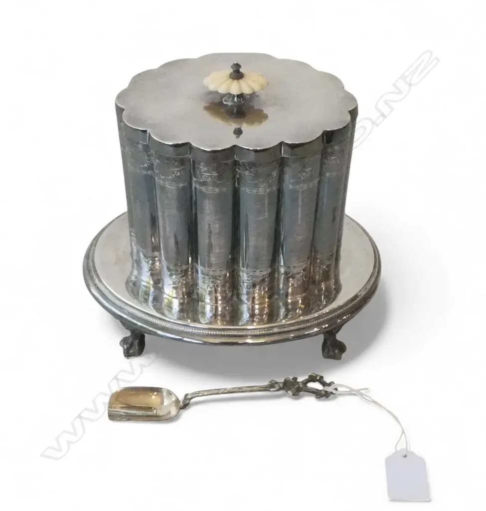 SILVER PLATE CADDY with spoon  Image 1++