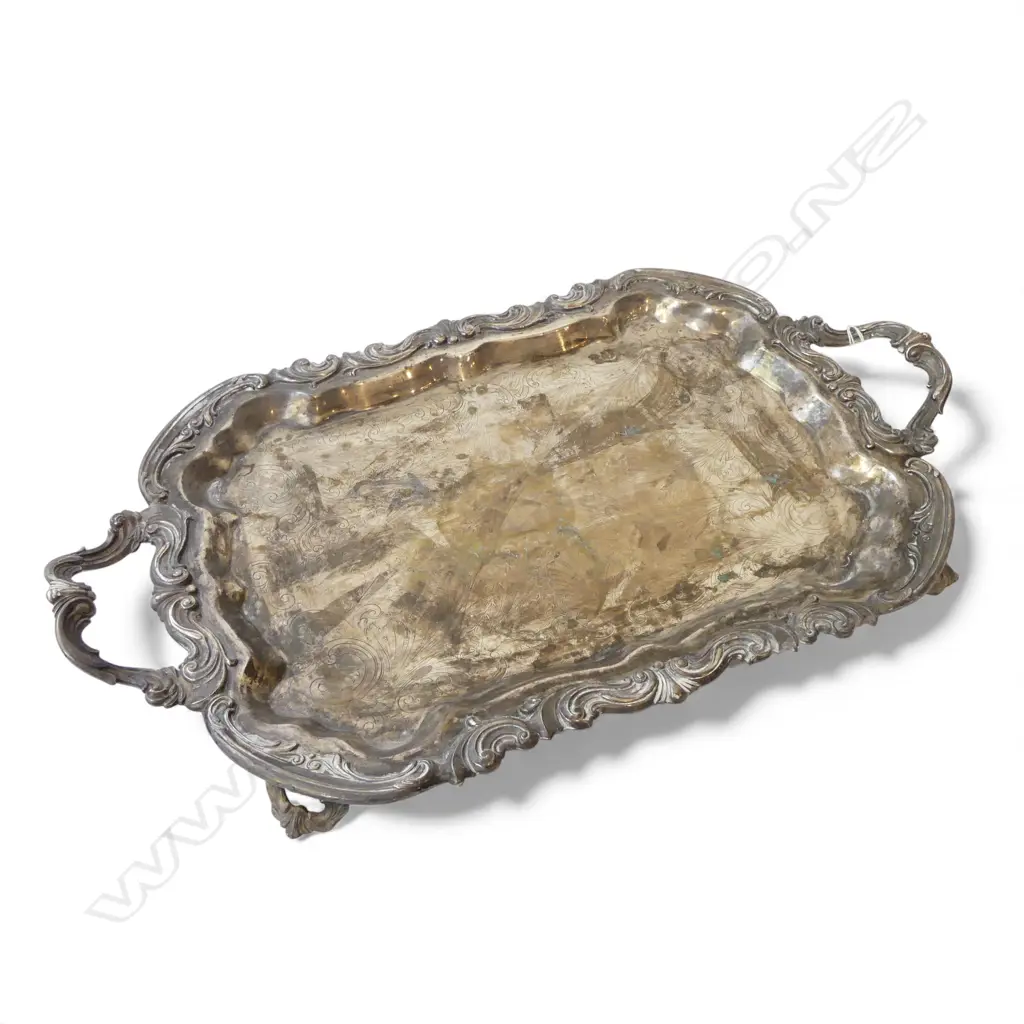 SILVER PLATE FOOTED TRAY W.625mm Image 1++