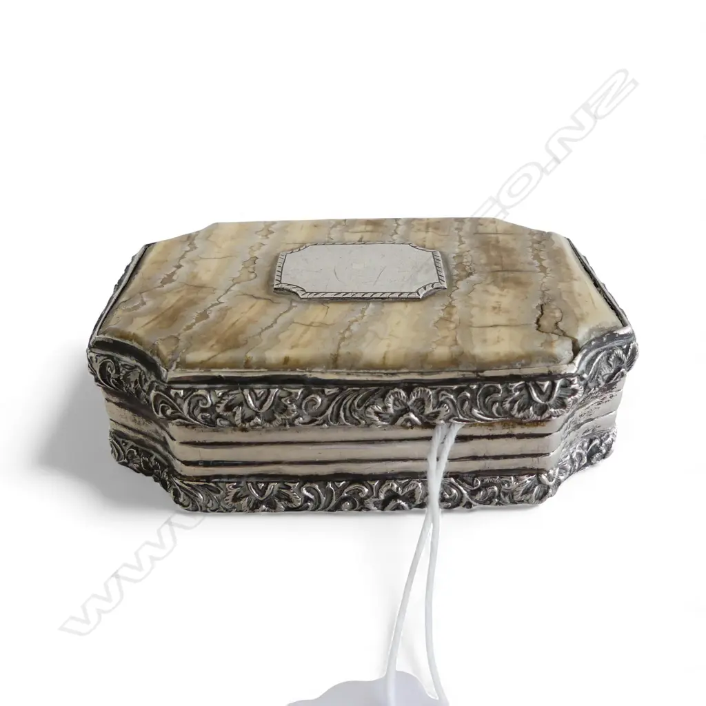 c.1800 Austrian ? silver mounted & mammoth tooth & tortoiseshell snuff box  Image 1++