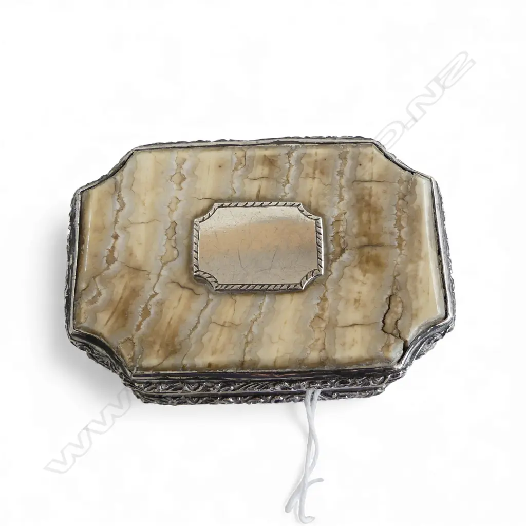 c.1800 Austrian ? silver mounted & mammoth tooth & tortoiseshell snuff box  Image 1++