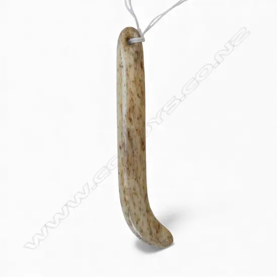 David Tuart carved whalebone Maori kapeu pendant. L.106mm.....