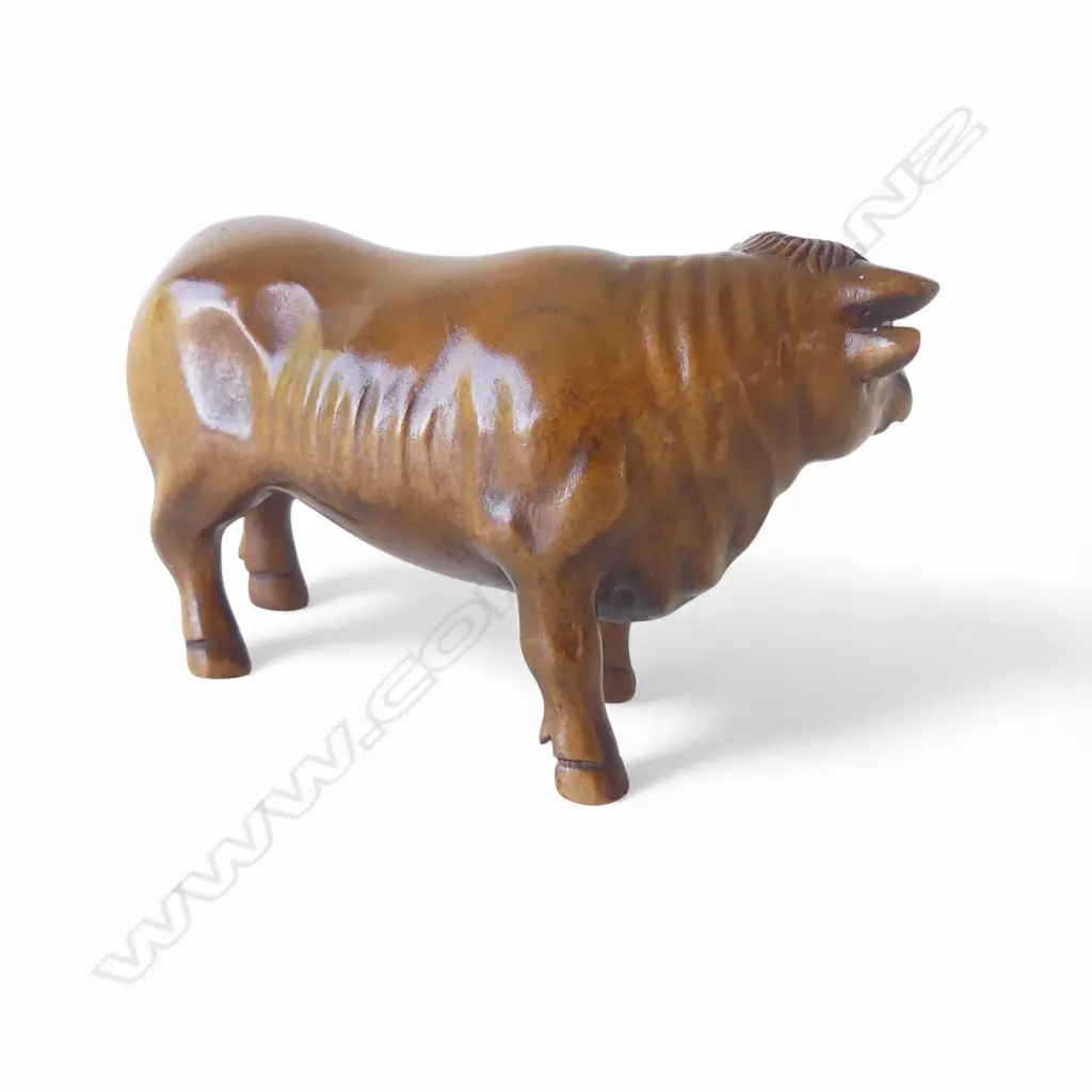 JAPANESE WOOD OKIMONO cow L.60mm Image 1++