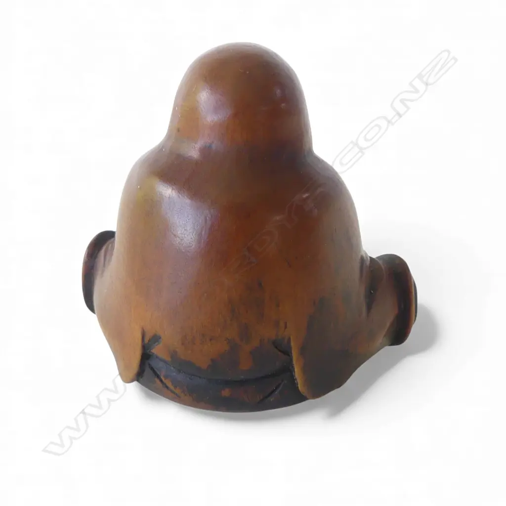 MEIJI PERIOD BOXWOOD NETSUKE meditating daruma H.36mm  Image 1++