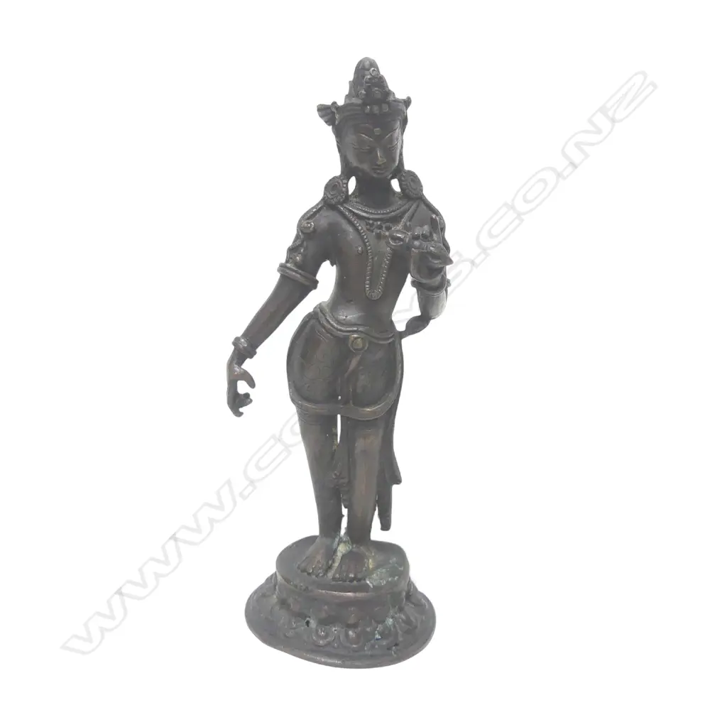 ANTIQUE BRONZE INDIAN GODDESS FIGURE H220MM Image 1++
