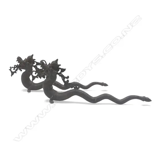 PR ANTIQUE JAVA BRONZE TEMPLE DRAGONS L450MM