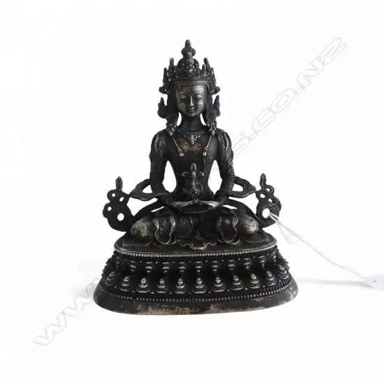ORIENTAL SILVER TONE METAL BUDDHA H.155mm