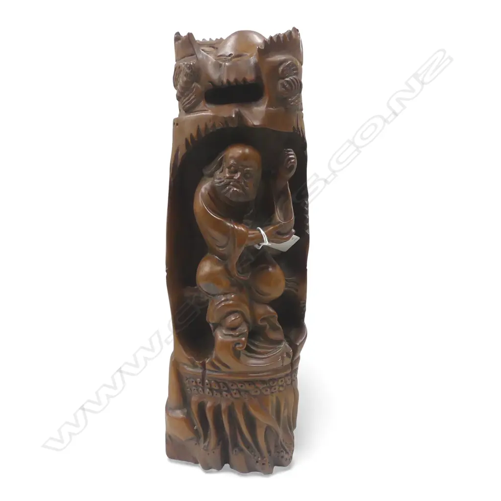 CHINESE CARVED HARDWOOD FIGURE AN IMMORTAL H410MM Image 1++