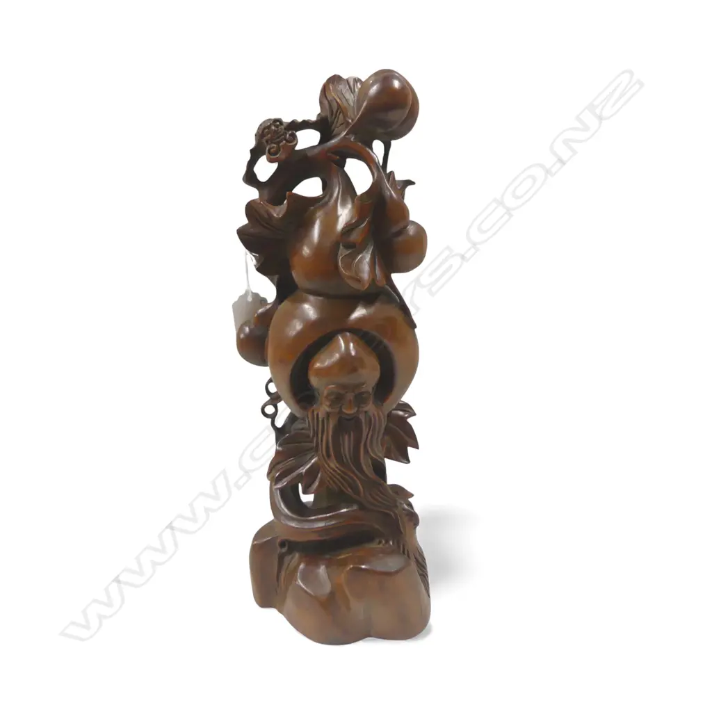 CHINESE CARVED HARDWOOD GOD FIGURE SHAO-LAO H340MM Image 1++