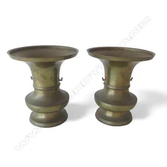 PR BRASS JAPANESE ALTAR/IKEBANA VASES H.270mm