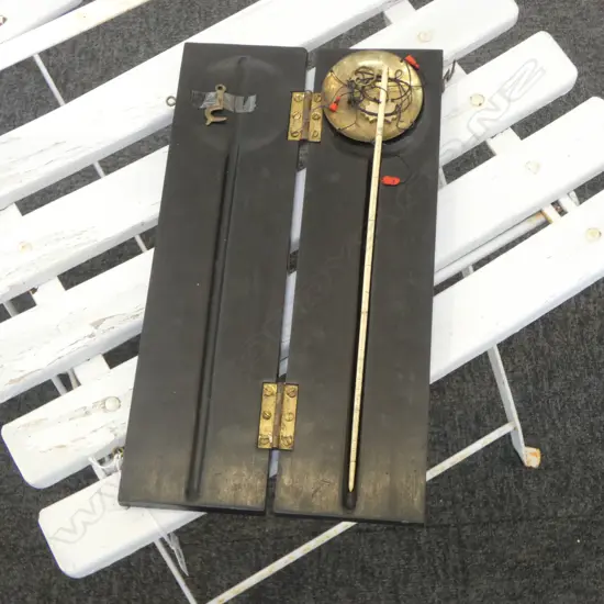 ANTIQUE BONE & BRASS GOLD/OPIUM SCALE IN CARVED EBONY BOX one hook loose