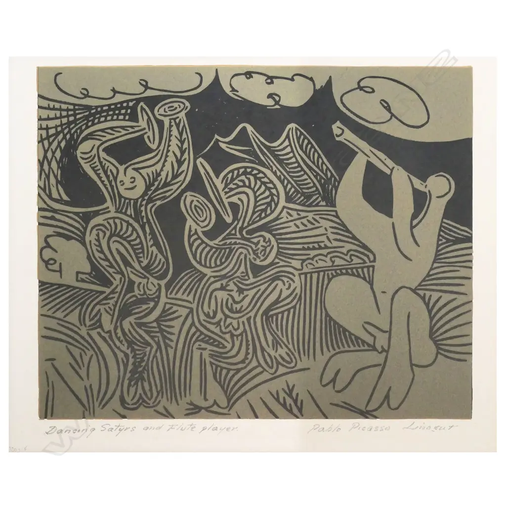 PABLO PICASSO (1881-1973)/HARRY ABRAMS 'DANCING SATYRS AND FLUTE PLAYER' (30), LINOCUT, 326 x 270mm (image) Image 1++