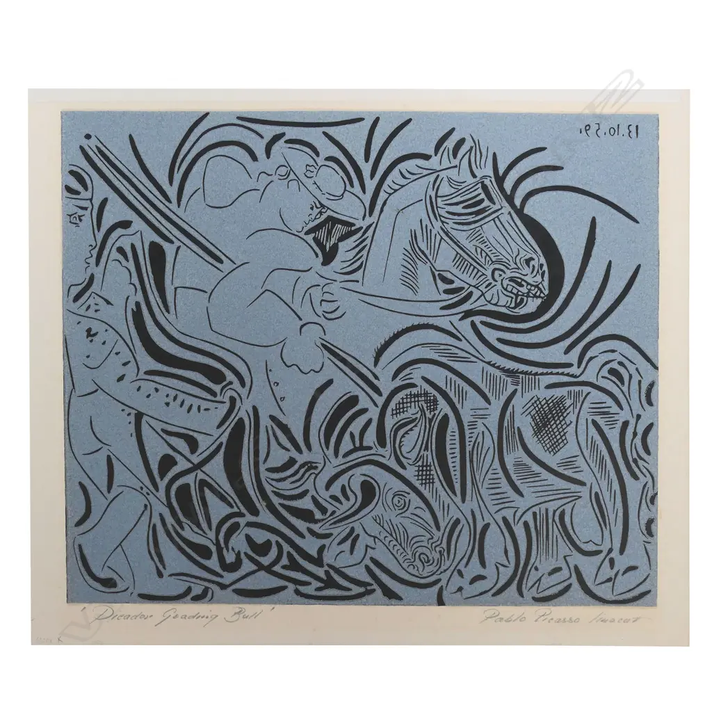 PABLO PICASSO/HARRY ABRAMS 'PICADOR GOADING BULL' (15), LINOCUT, c.1962, 270 x 325mm (image) Image 1++