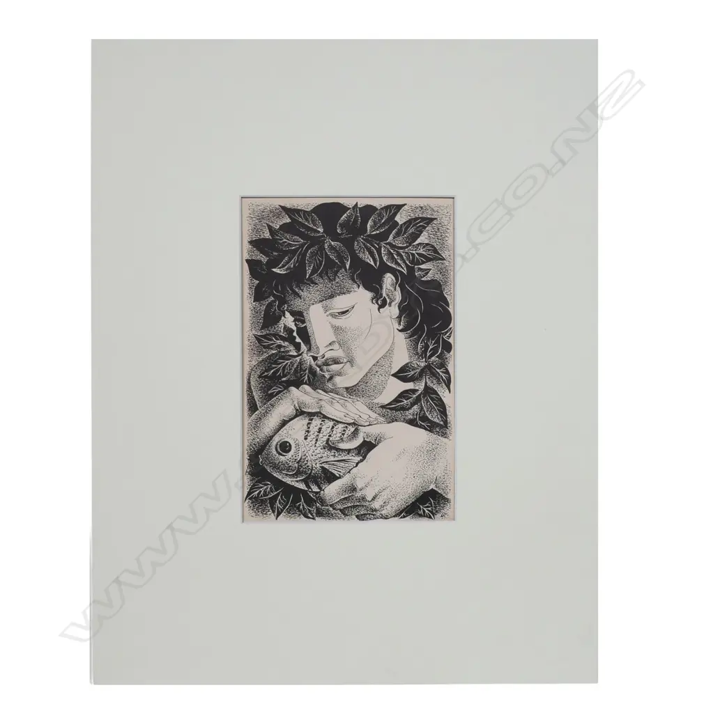 UNIDENTIFIED ARTIST 'MARQUESAN STUDENT'. c.1950, LITHOGRAPH, 322 X 220mm Image 1++