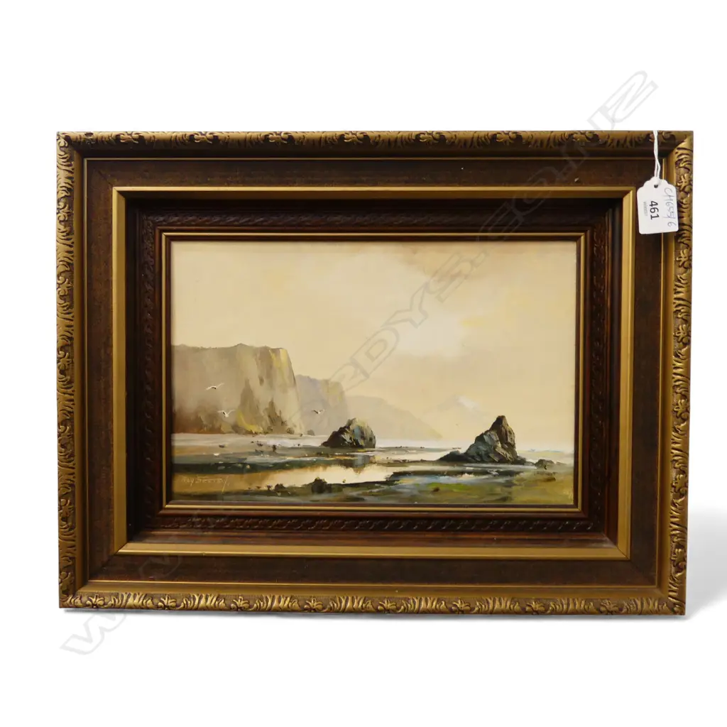 ROY SEFTON 'EVENING CLIFFS, TONGAPORUTU' OIL ON BOARD 190x290mm  Image 1++