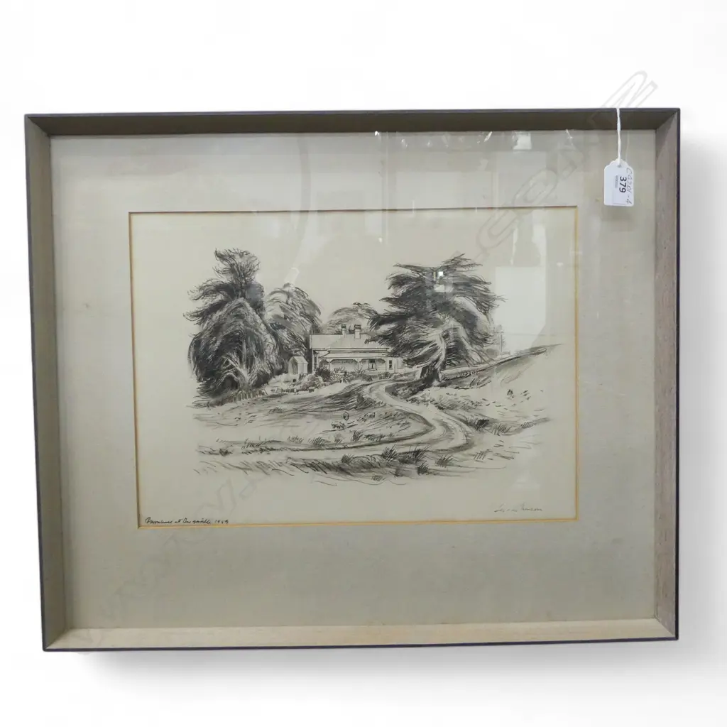 ERIC LEE JOHNSON 'HOUSE IN DARGAVILLE 1955', PEN & INK, SIGNED, 240 x 360mm Image 1++