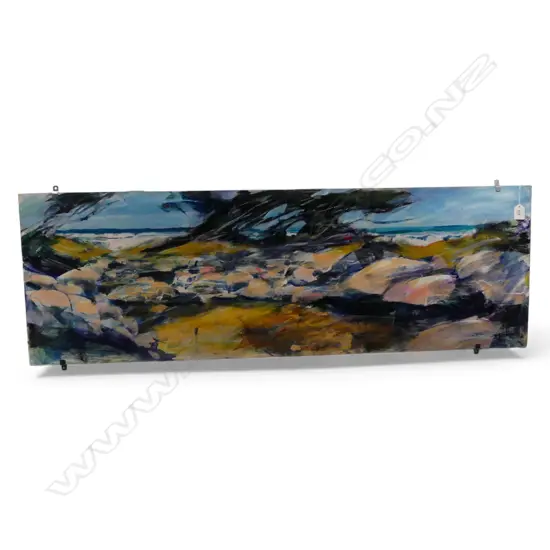 JOHN HORNER, UNTITLED COASTAL LANDSCAPE, ACRYLIC ON BOARD, 405x1200mm unframed