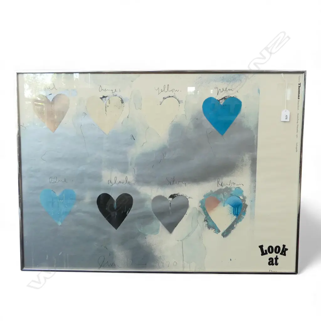 JIM DINE 8 HEARTS 1970 FRAMED EXHIBITION POSTER SIGNED AND DATED (FADED) 625 X 880MM Image 1++