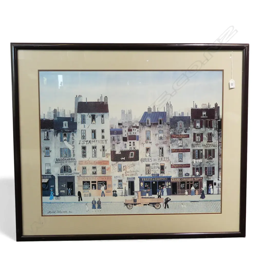 MICHEL DELACROIX, PARIS STREET SCENE, PRINT 605x760mm Image 1++