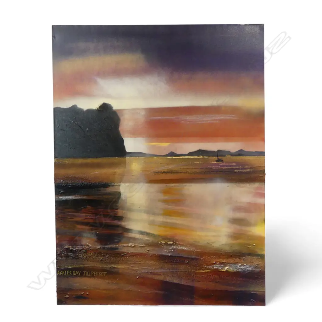 JILL PERROTT 'ARKLES BAY' MIXED MEDIA ON CANVAS, SIGNED & DATED 2019 1015x760mm Image 1++