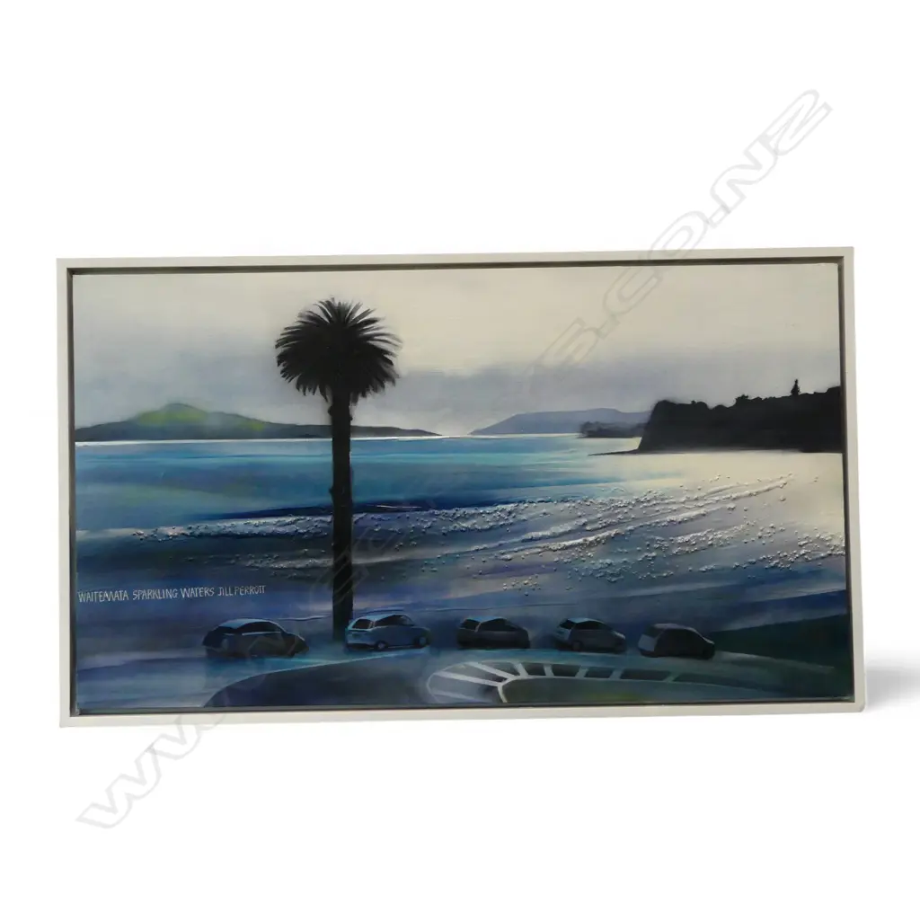 JILL PERROTT 'WAITEMATA - SPARKLING WATERS' MIXED MEDIA ON CANVAS, SIGNED & DATED 2021 650x1150mm Image 1++