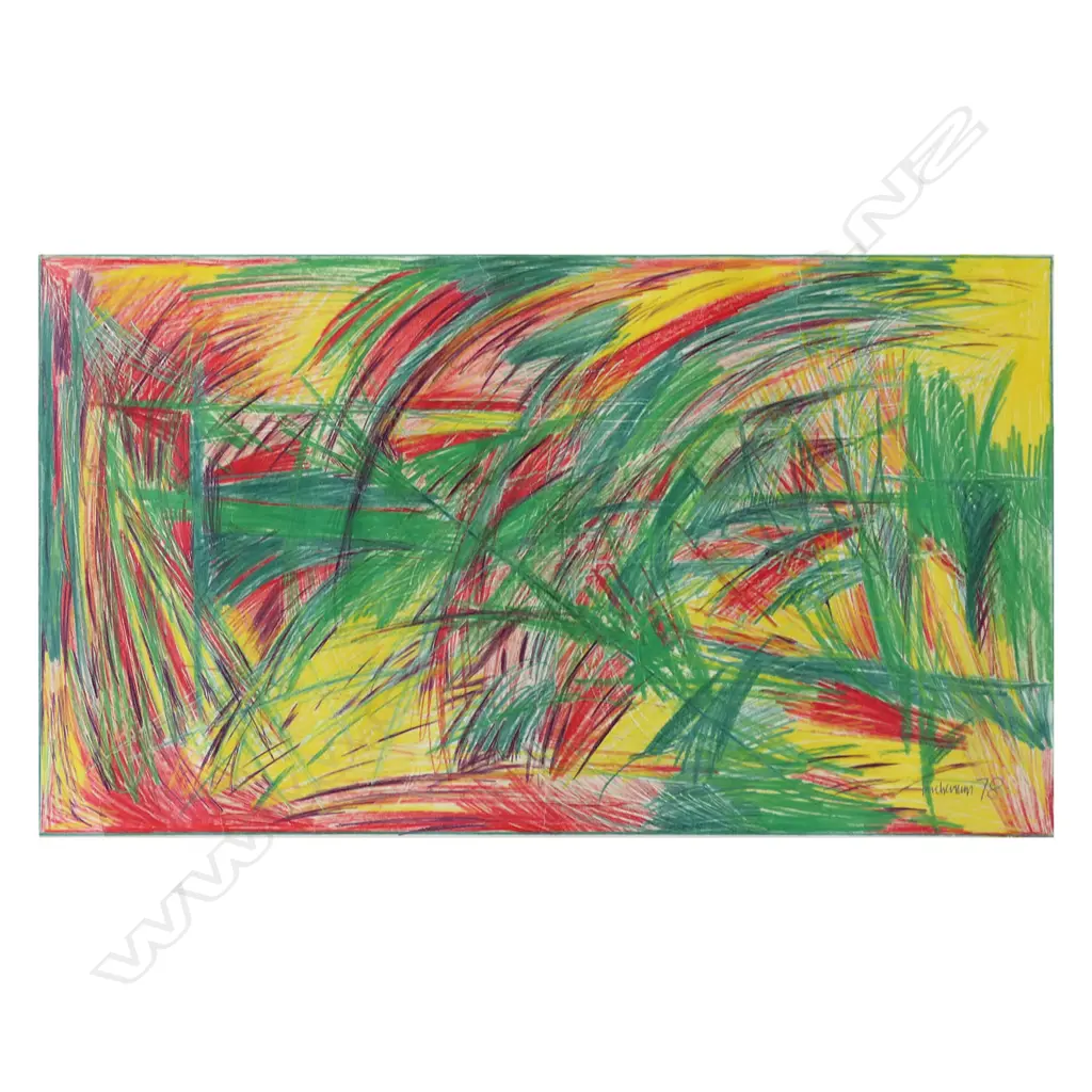 DEAN BUCHANAN (1952-) ABSTRACT, OIL STICK ON PAPER, SIGNED & DATED '78, 400 x 700mm Image 1++