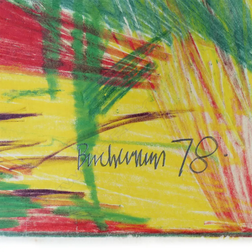 DEAN BUCHANAN (1952-) ABSTRACT, OIL STICK ON PAPER, SIGNED & DATED '78, 400 x 700mm Image 1++