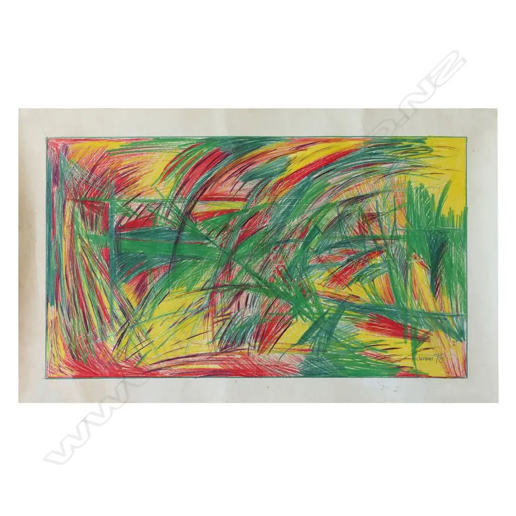 DEAN BUCHANAN (1952-) ABSTRACT, OIL STICK ON PAPER, SIGNED & DATED '78, 400 x 700mm Image 1++