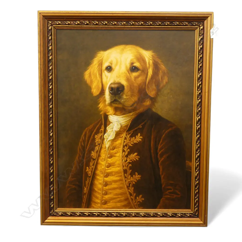 AI PRINT; GOLDEN LABRADOR IN 18thC FROCK COAT 670x500mm  Image 1++