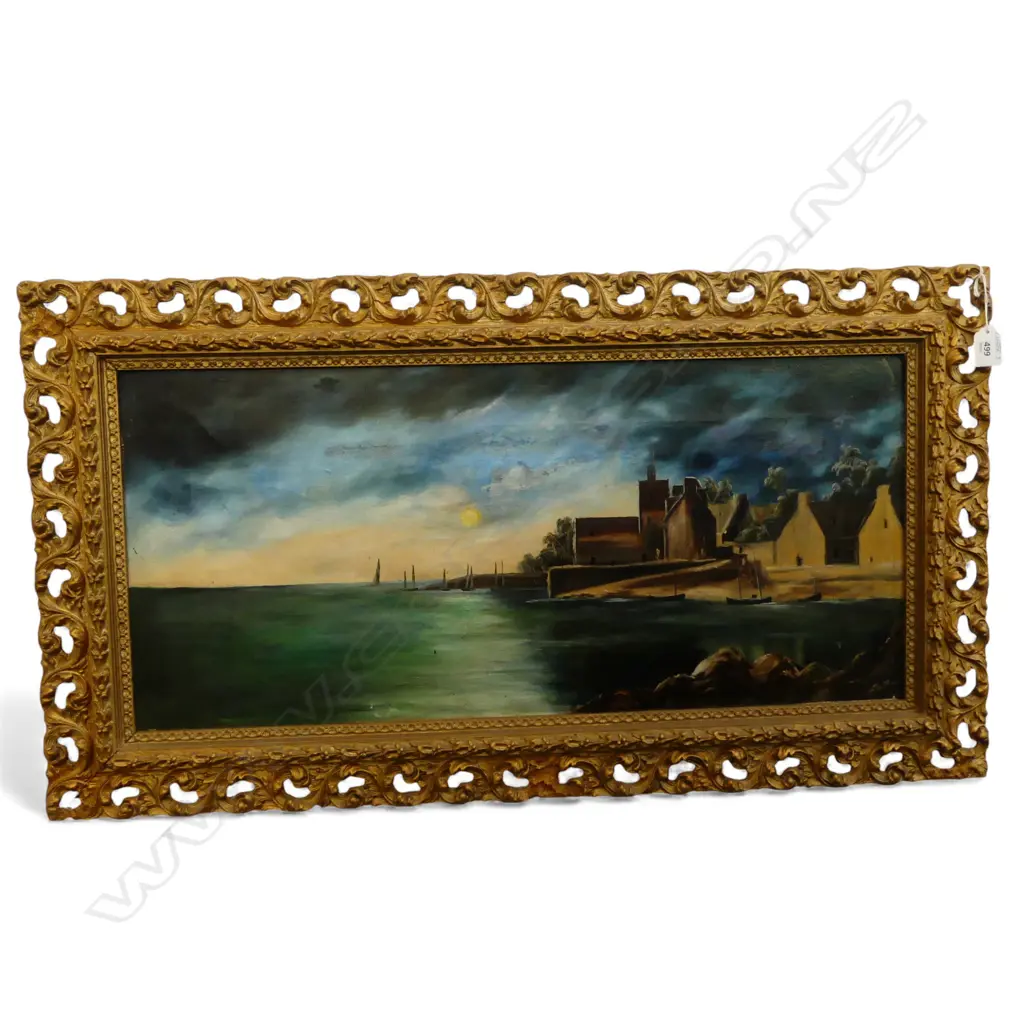 UNISGNED PAINTING, COASTAL SCENE, 320x700mm Image 1++