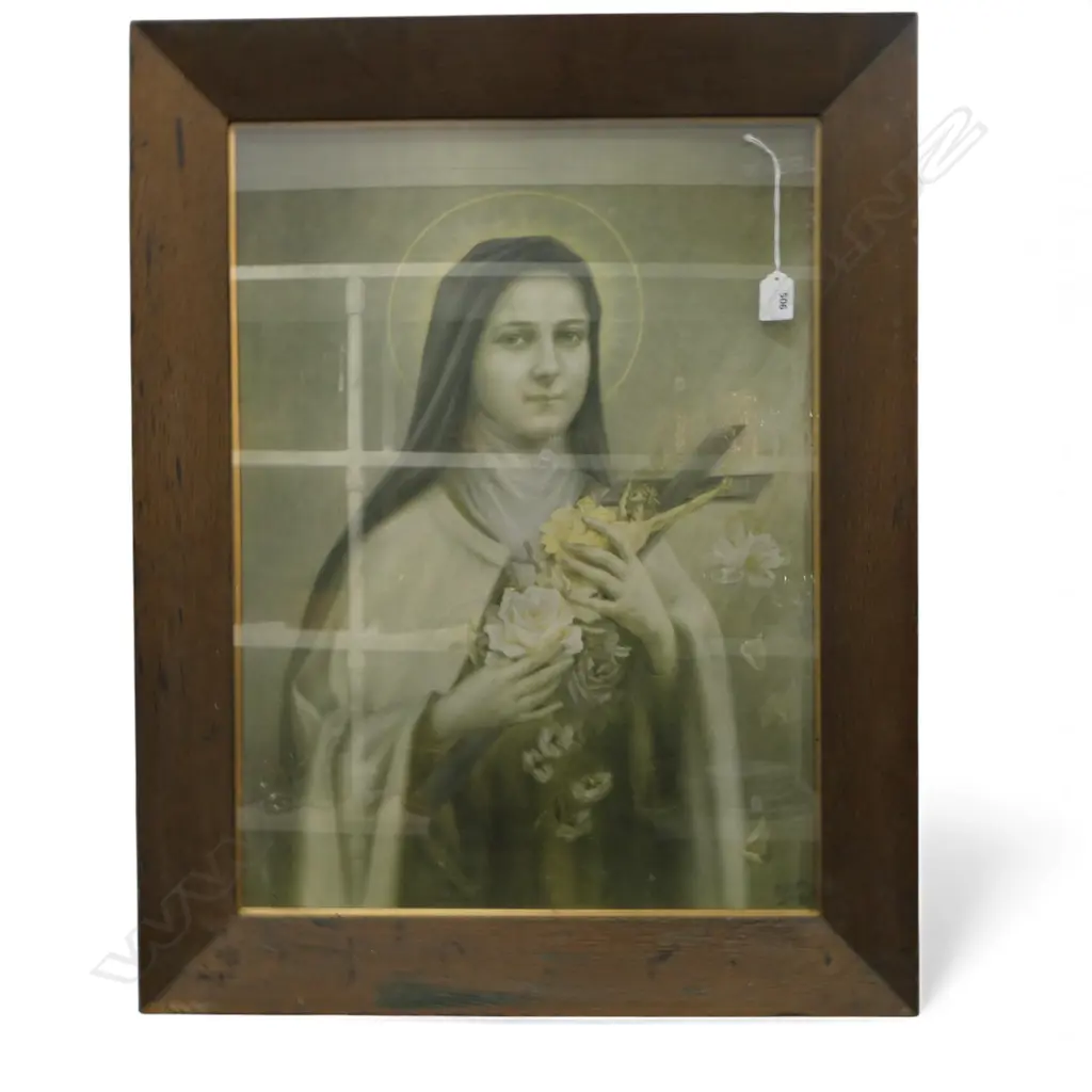 RELIGIOUS PRINT IN OLD OAK FRAME 600x440mm Image 1++