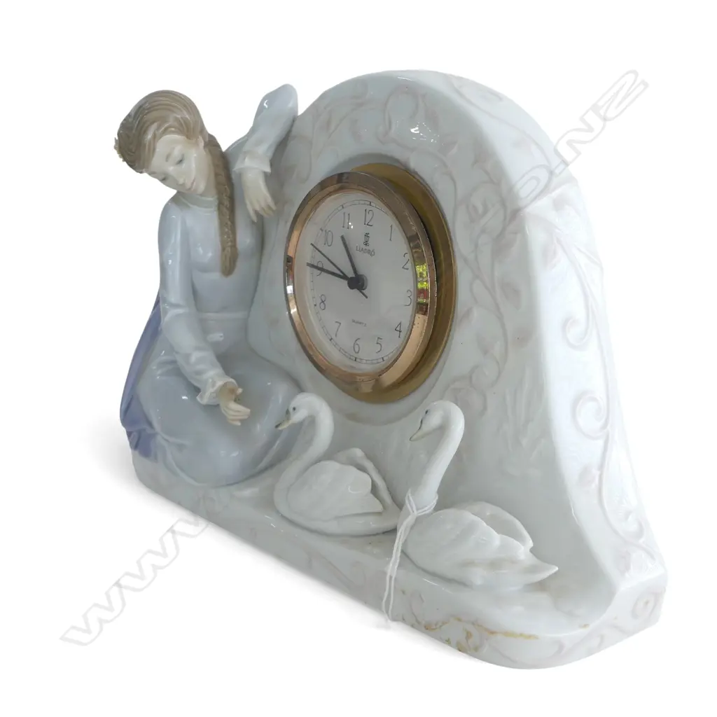 LLADRO SWAN MANTLE CLOCK, 180 x 250mm Image 1++