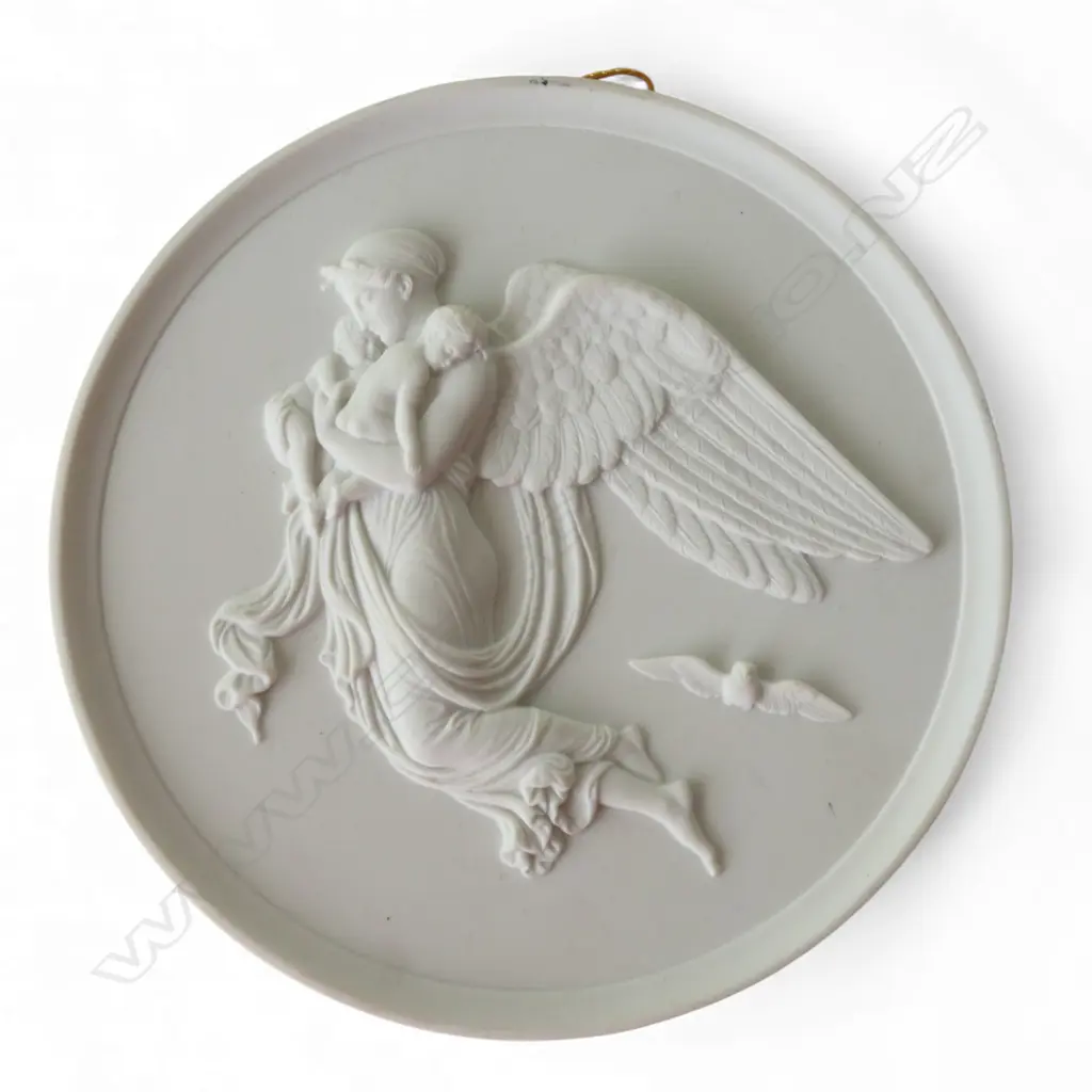 BERTEL THORVALDSEN/ROYAL COPENHAGEN BISCUIT PORCELAIN PLATE 'NIGHT', c.1975, 152 x 152mm Image 1++