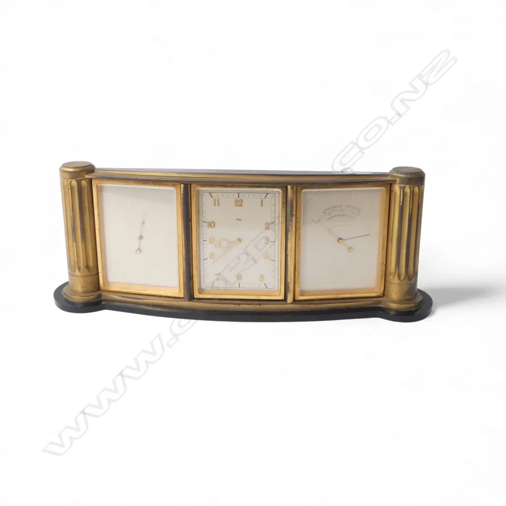 VINTAGE IMHOF WEATHER STATION CLOCK THERMOMETER BAROMETER swiveling faces with guarantee dated 1956 W.330mm Image 1++