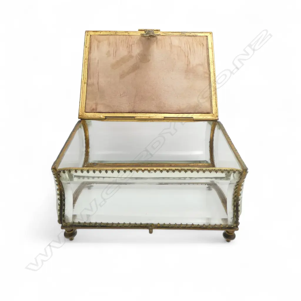 VICTORIAN GLASS BOOK FORM JEWELLERY CASKET the lid with coloured Venetian scene Doge's Palace etc. 140 x 125 x 75mm. Image 1++