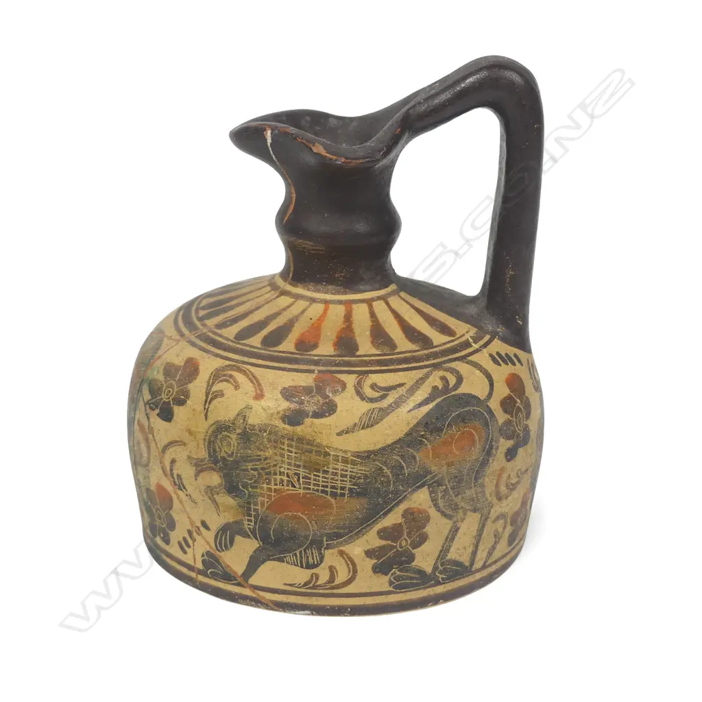 MODERN GREEK SMALL EARTHENWARE OENOCHOE (WINE JUG), H.101mm Image 1++