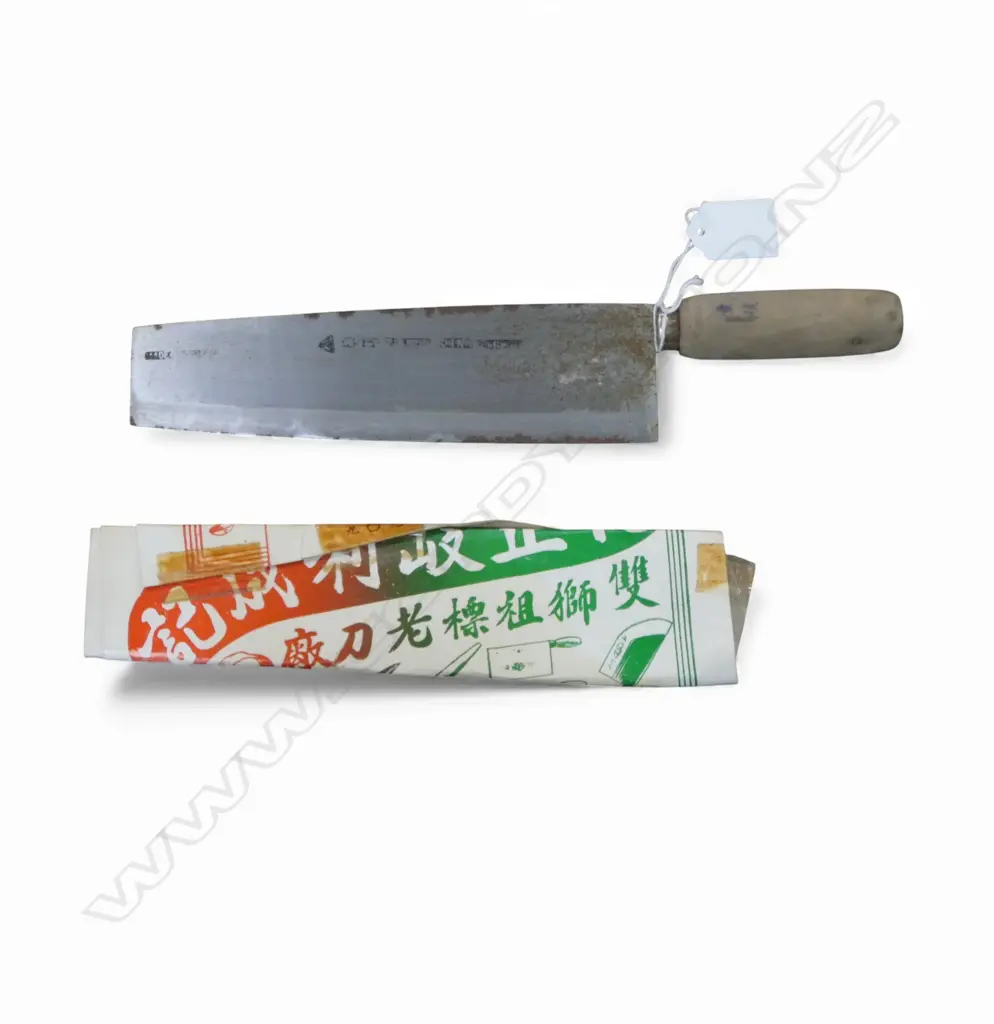 VINTAGE made in HONG KONG CLEAVER  wood handle. L.305mm Image 1++