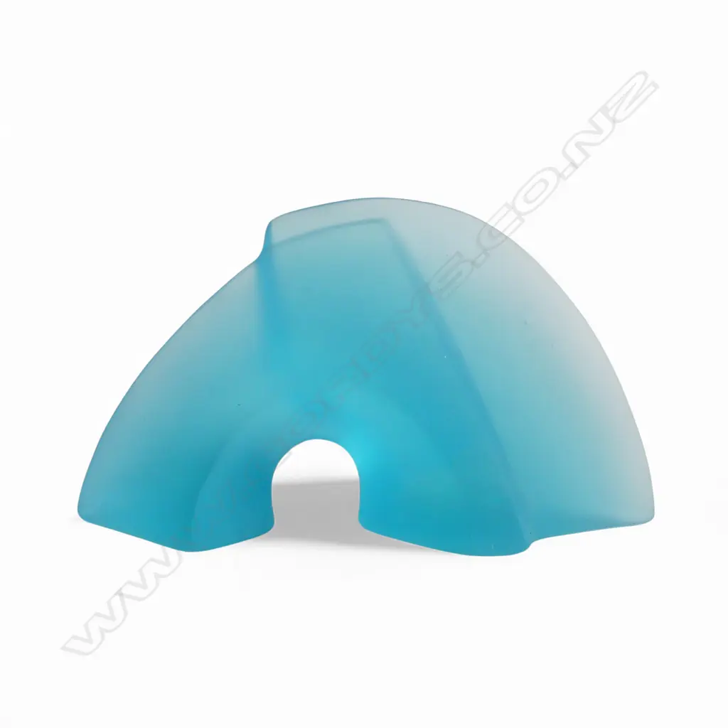 NICOLE LUCAS (AUCKLAND) BLUE CAST GLASS ARCH SCULPTURE. Auckland City Community Awards 2005. L.260mm Image 1++