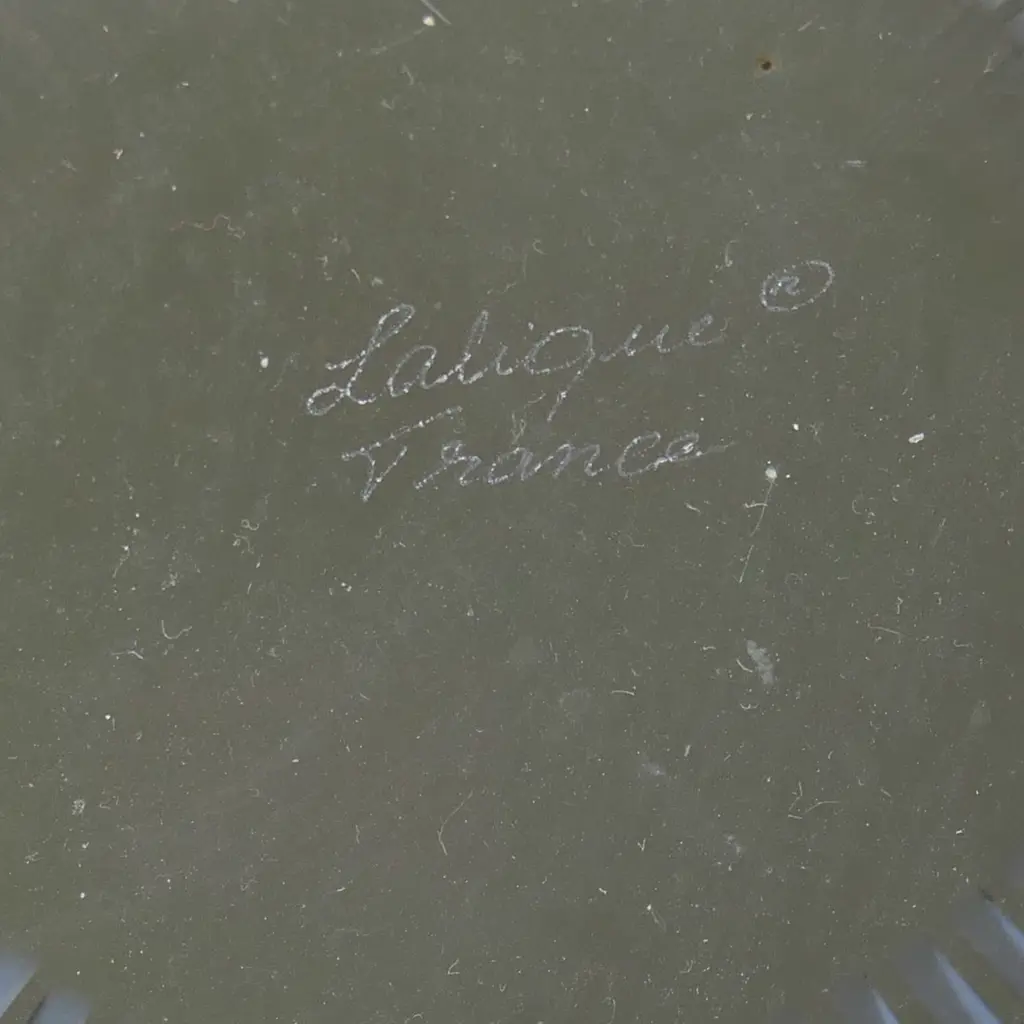 LALIQUE CHRYSANTHEMUM BOWL frosted relief decorated rim. Engraved marks. Dia.330mm Image 1++