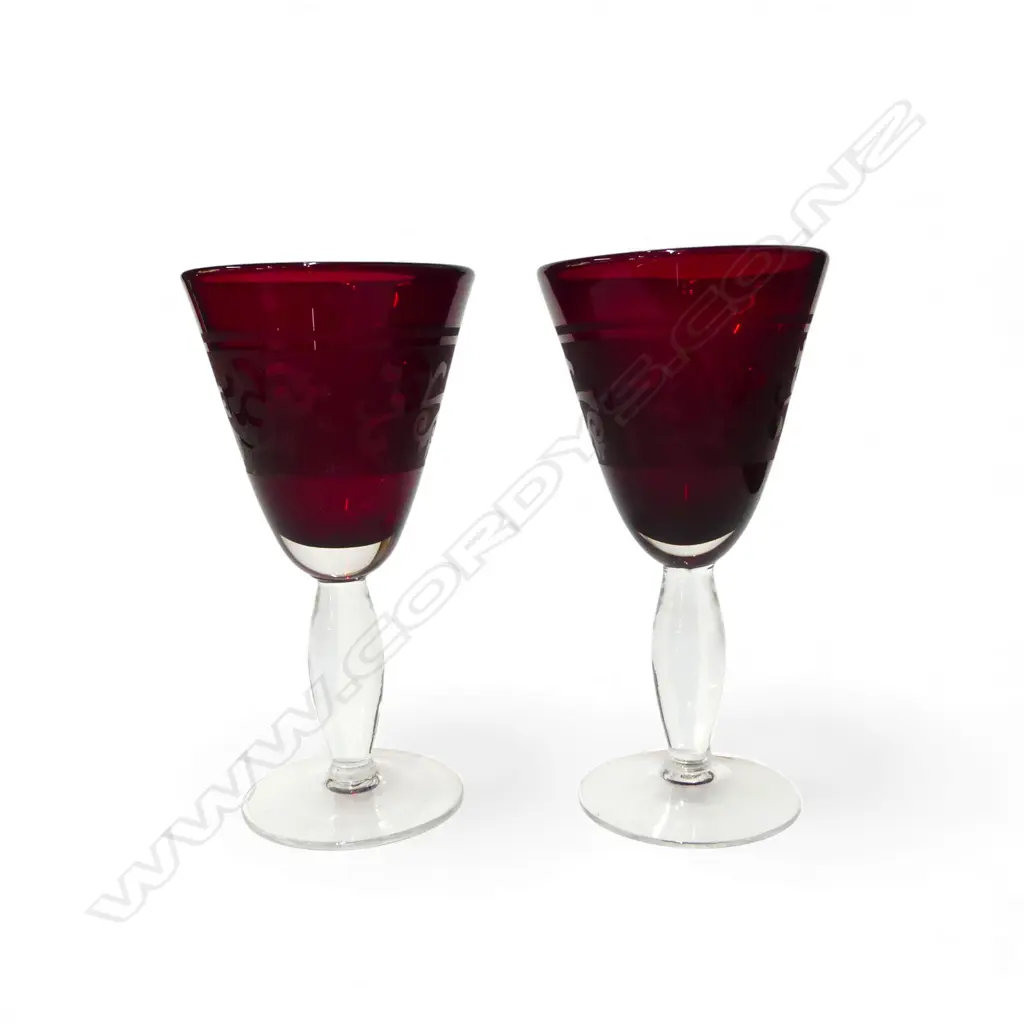 6 RUBY GLASS GOBLETS H.195mm Image 1++