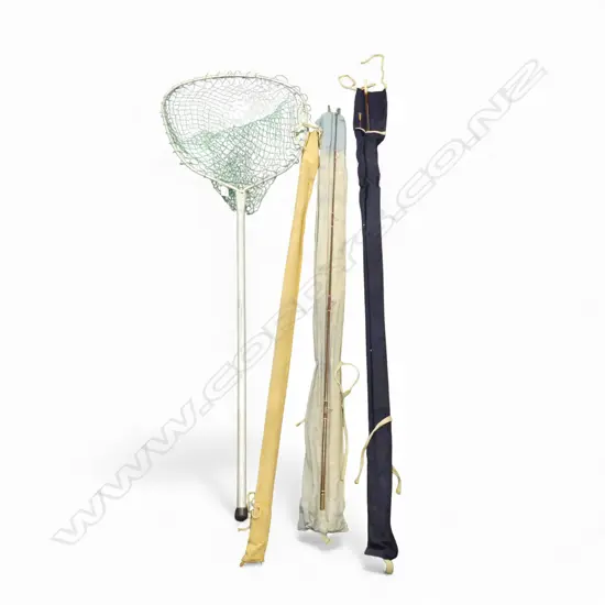 3 FISHING RODS + NET L.1425mm