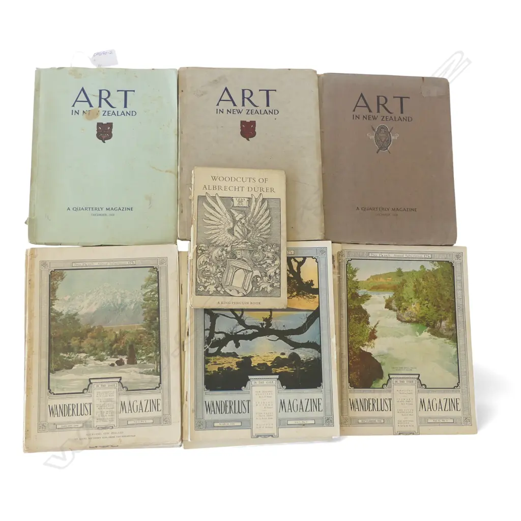 VINTAGE NZ MAGAZINES; 3 VOLS 'ART in NEW ZEALAND', 1928/1830, 7 VOLS 'WANDERLUST' & 'The Woodcuts Albrecht Durer' Image 1++