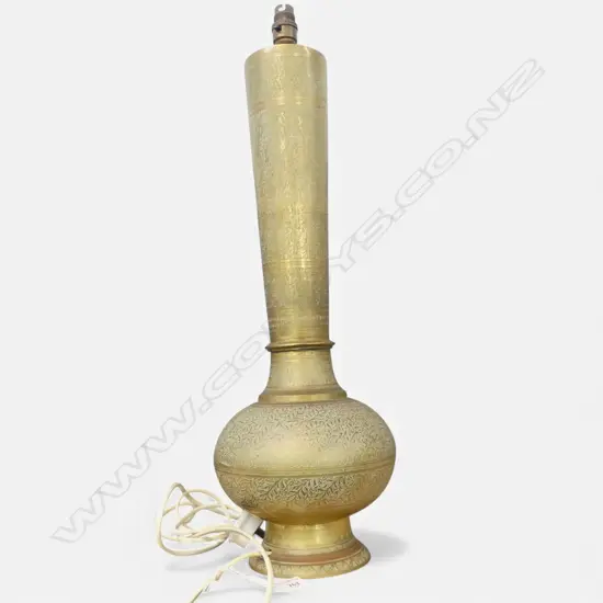 INDIAN BRASS TABLE LAMP, BASE ONLY H.630mm
