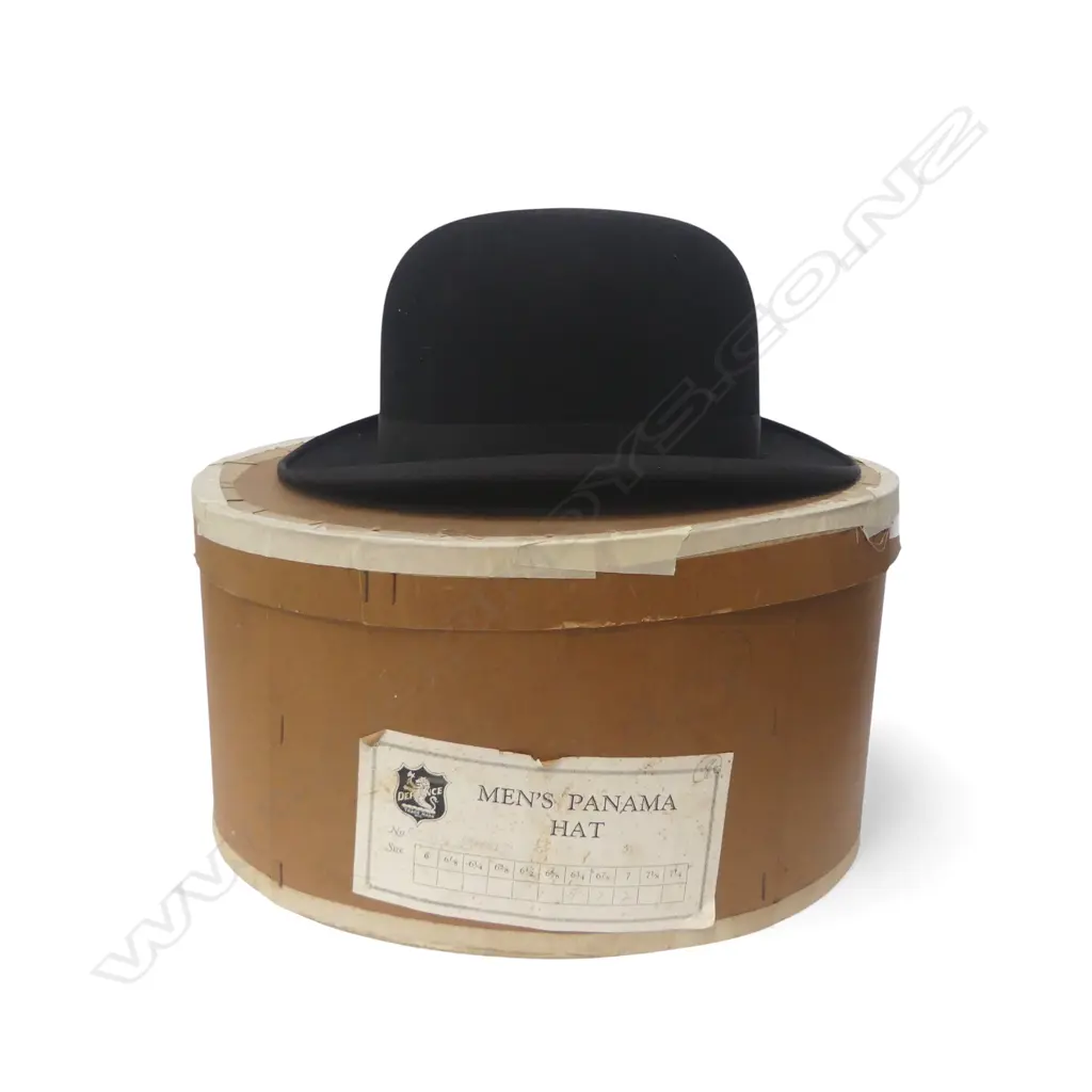 ANTIQUE ALL FUR BOWLER HAT, J. C. L. LEADER FOR JOHN COURT Ltd AUCKLAND + BOX Image 1++